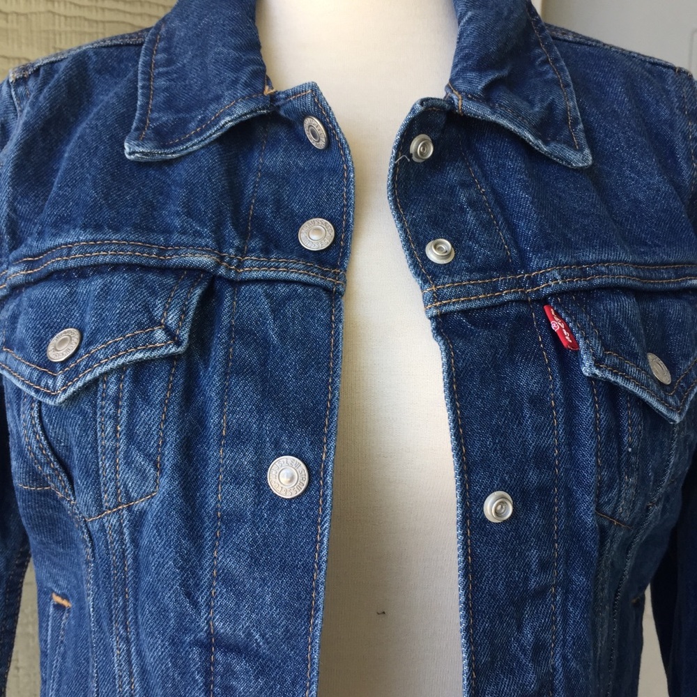 NWT Levi’s Rib Trim Trucker Varsity Denim Jean Jacket Brick/Mortar NEW - Picture 8 of 16